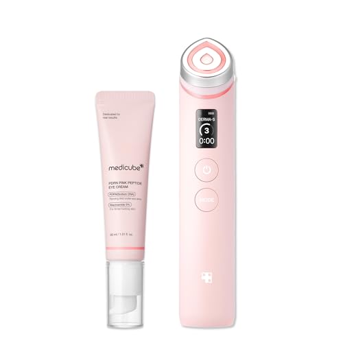 medicube Booster Pro Facial Device & Eye Care Duo: Salmon DNA PDRN Pink Eye Serum and Booster Pro Pink | Retinol and PDRN For Firmer-Looking, Plumper Looking Skin and Smoother Skin