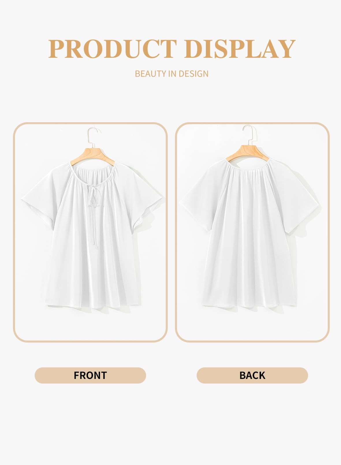 Eytino Women Plus Size Tops Boho Printed V Neck Short Sleeve Drawstring Casual Chiffon Shirts Blouse(1X-5X)