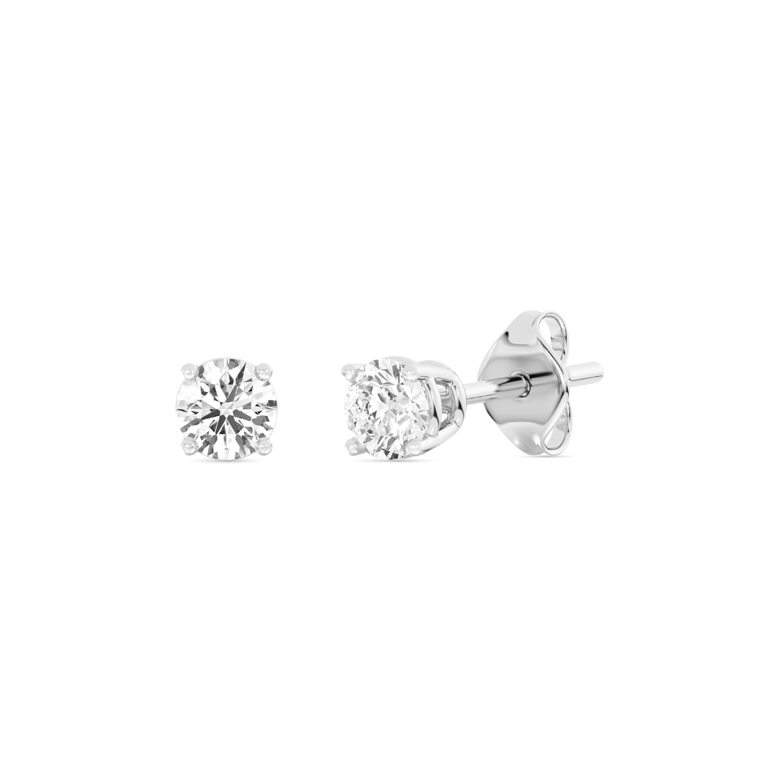 Gilded Lab-Grown Diamond 10KT White Gold and 10KT Yellow Gold Stud Earrings for Women| Hypoallergenic Fine Gold Jewelry | 4-Prong Basket, Push Back Nut | VS2 SI1 Clarity, F Color, Round Cut | 1/5,1/4,1/3,3/8,1/2,3/4,1,2 Carat Total Weight
