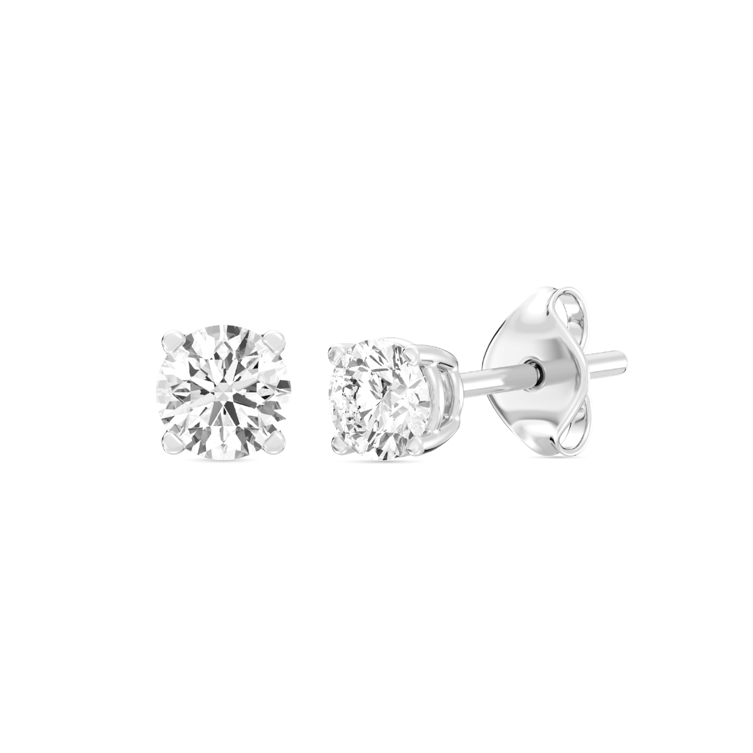 Gilded Lab-Grown Diamond 10KT White Gold and 10KT Yellow Gold Stud Earrings for Women| Hypoallergenic Fine Gold Jewelry | 4-Prong Basket, Push Back Nut | VS2 SI1 Clarity, F Color, Round Cut | 1/5,1/4,1/3,3/8,1/2,3/4,1,2 Carat Total Weight