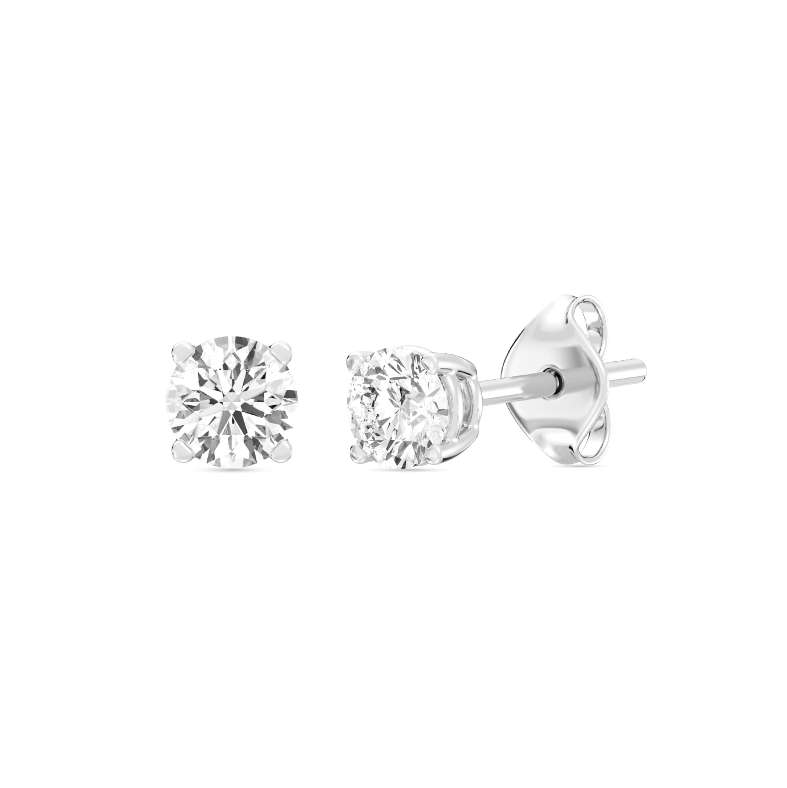 Gilded Lab-Grown Diamond 10KT White Gold and 10KT Yellow Gold Stud Earrings for Women| Hypoallergenic Fine Gold Jewelry | 4-Prong Basket, Push Back Nut | VS2 SI1 Clarity, F Color, Round Cut | 1/5,1/4,1/3,3/8,1/2,3/4,1,2 Carat Total Weight