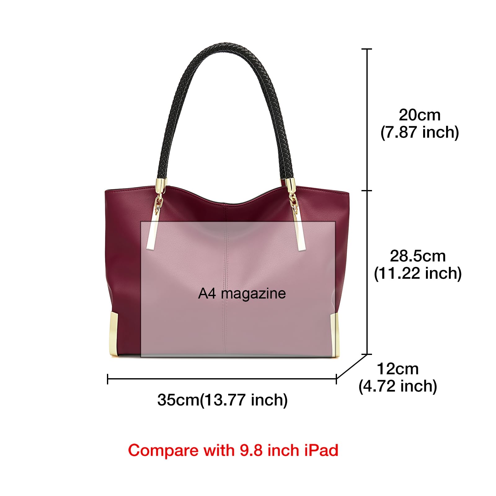 FOXLOVER Large Capacity Tote Handbags for Women, Women's Top-handle Bags Fashion Shoulder Bags Purses Minimalist design