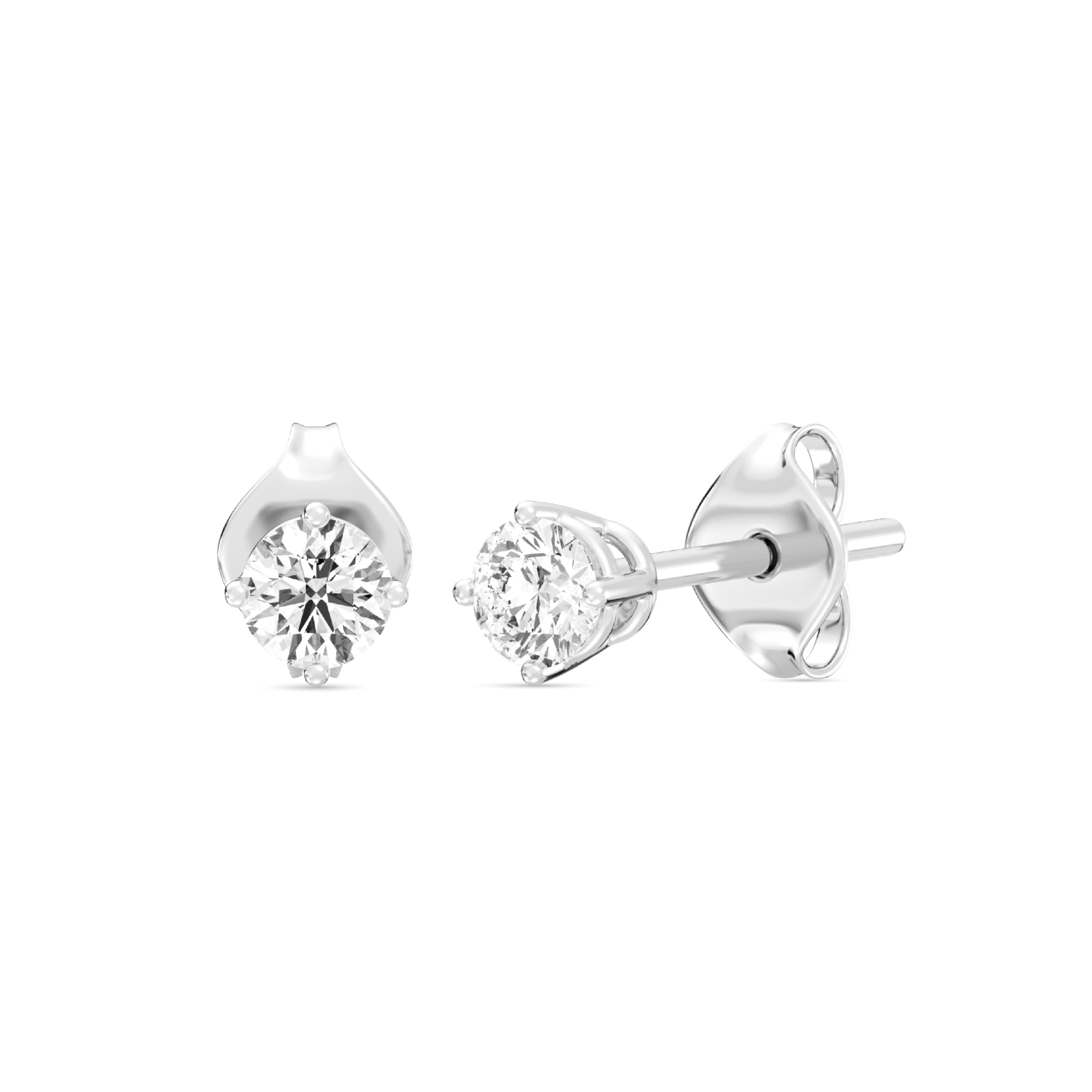 Gilded Lab-Grown Diamond 10KT White Gold and 10KT Yellow Gold Stud Earrings for Women| Hypoallergenic Fine Gold Jewelry | 4-Prong Basket, Push Back Nut | VS2 SI1 Clarity, F Color, Round Cut | 1/5,1/4,1/3,3/8,1/2,3/4,1,2 Carat Total Weight
