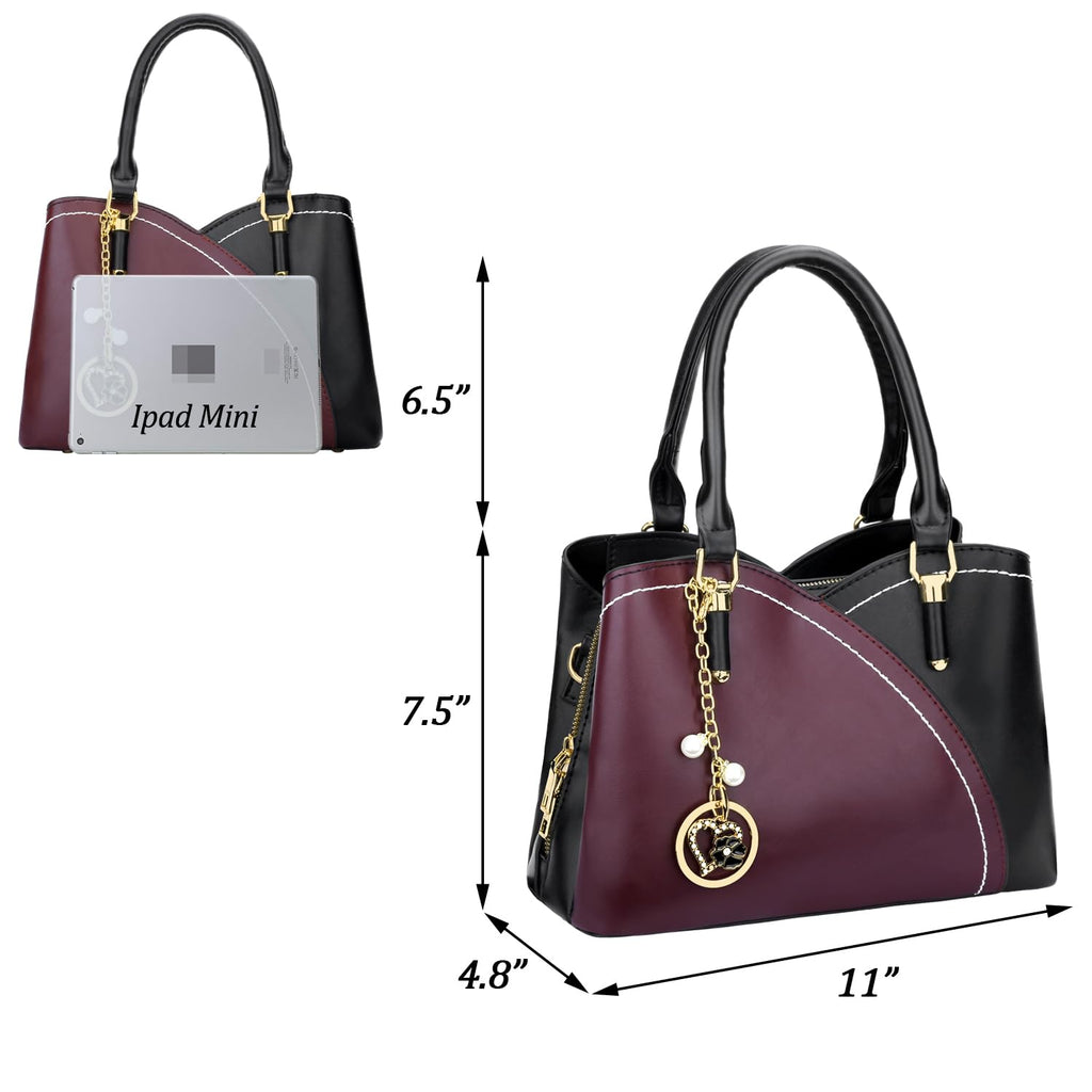 KKXIU Triple Compartments Purses and Handbags for Women Fashion Ladies Satchel Shoulder Top Handle Bag