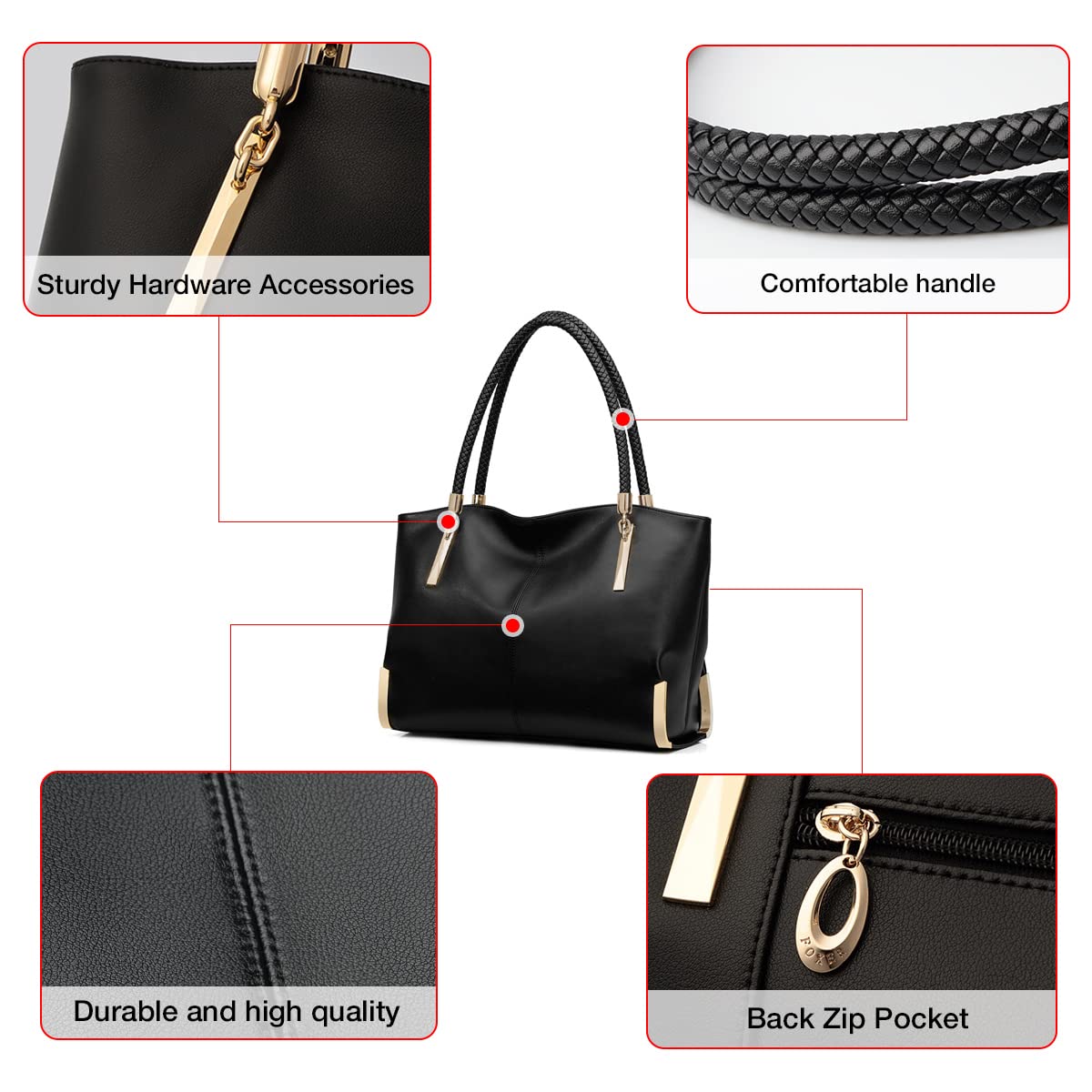 FOXLOVER Large Capacity Tote Handbags for Women, Women's Top-handle Bags Fashion Shoulder Bags Purses Minimalist design