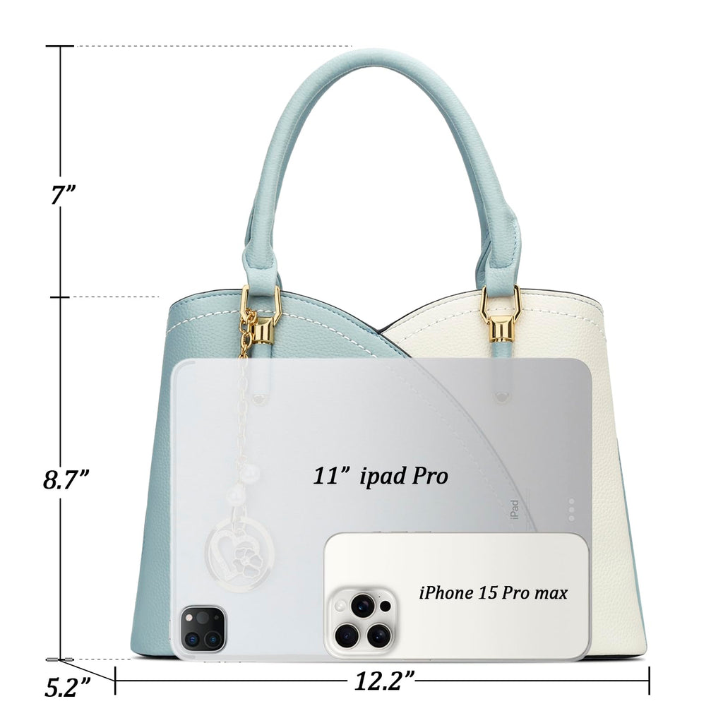 KKXIU Triple Compartments Purses and Handbags for Women Fashion Ladies Satchel Shoulder Top Handle Bag
