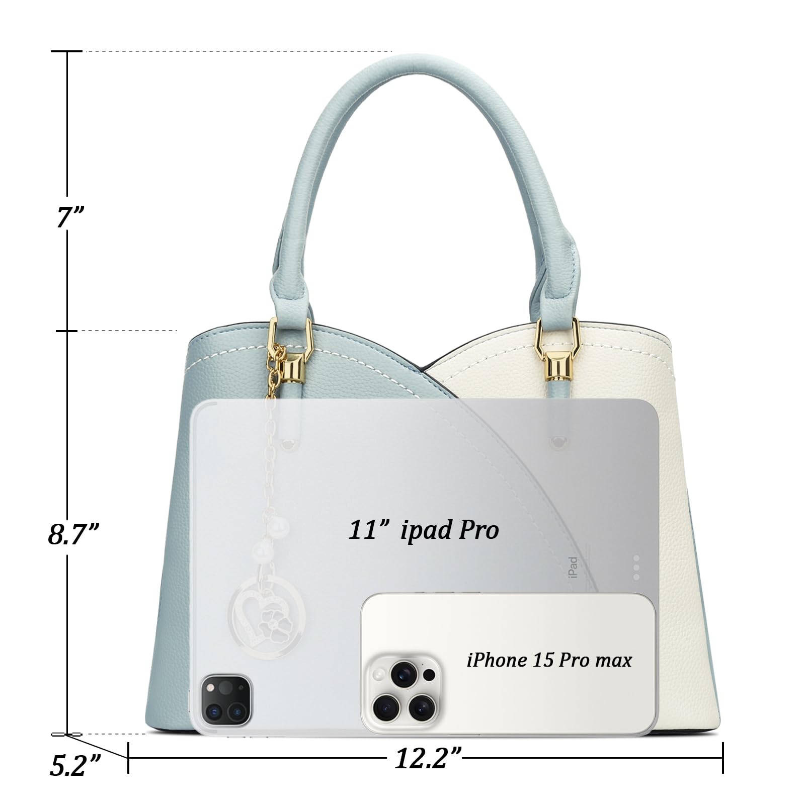 KKXIU Triple Compartments Purses and Handbags for Women Fashion Ladies Satchel Shoulder Top Handle Bag