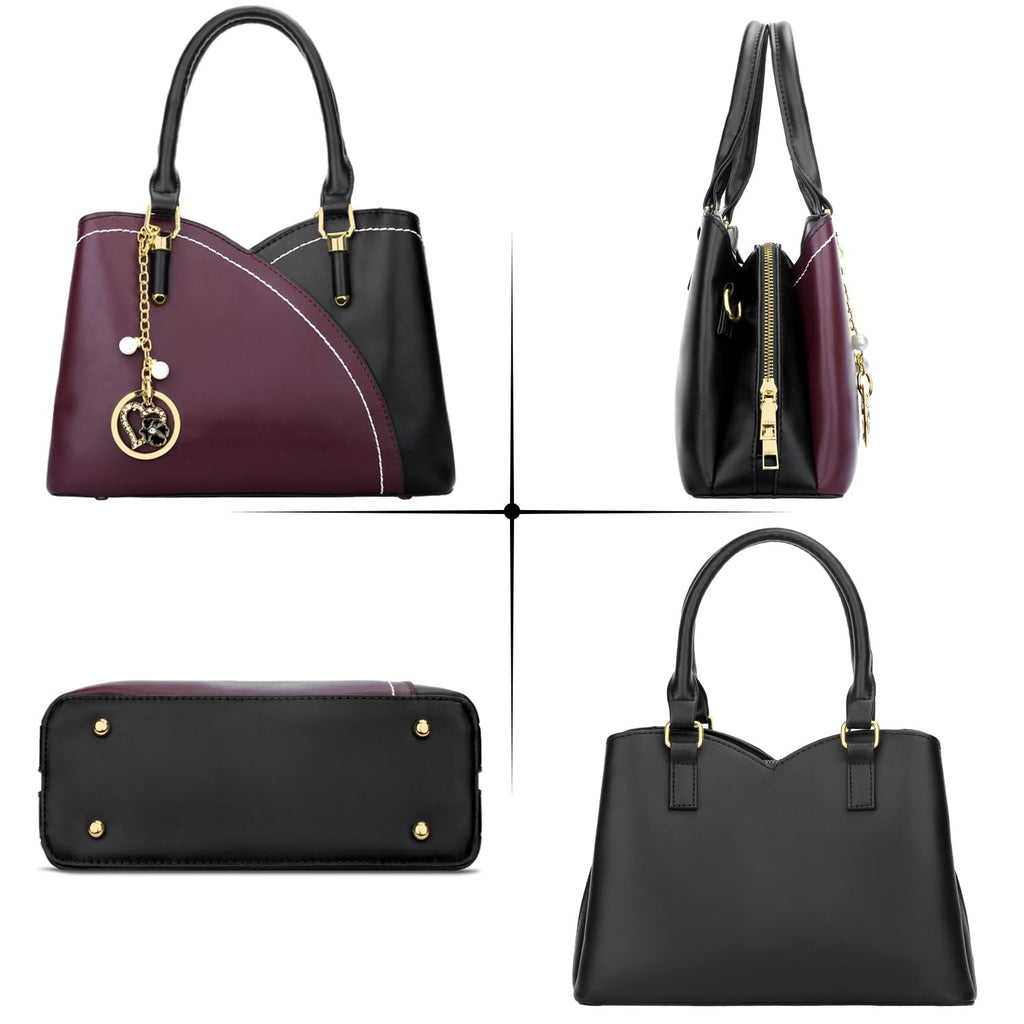 KKXIU Triple Compartments Purses and Handbags for Women Fashion Ladies Satchel Shoulder Top Handle Bag