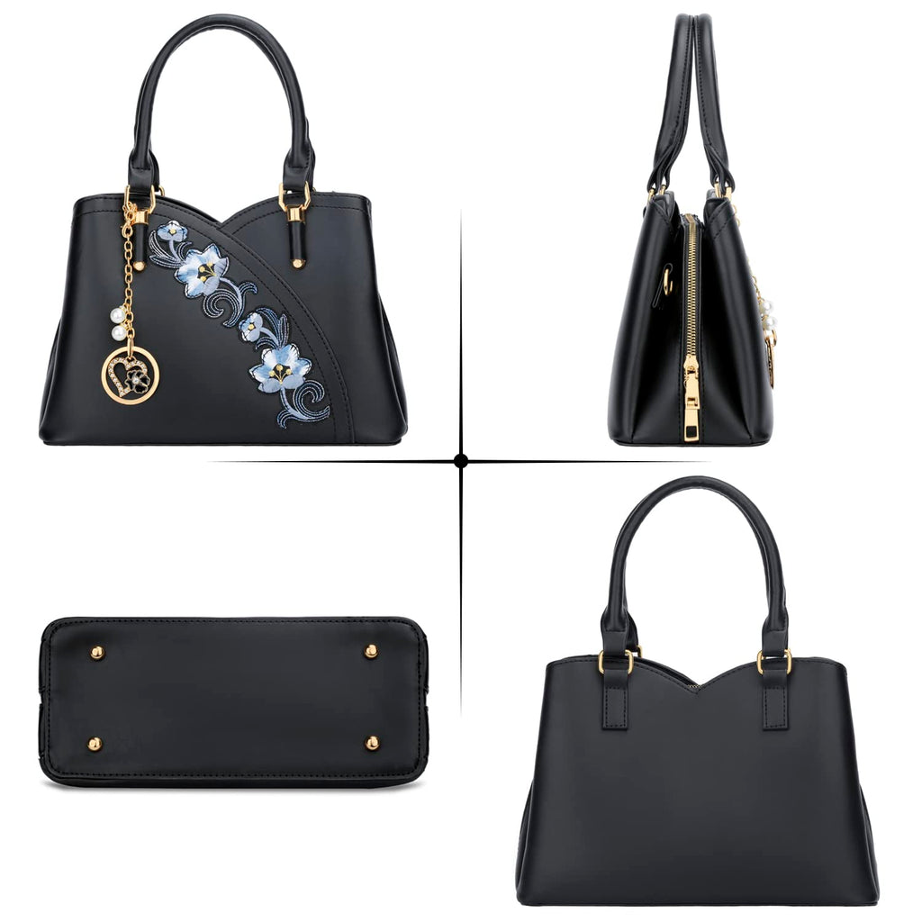 KKXIU Triple Compartments Purses and Handbags for Women Fashion Ladies Satchel Shoulder Top Handle Bag