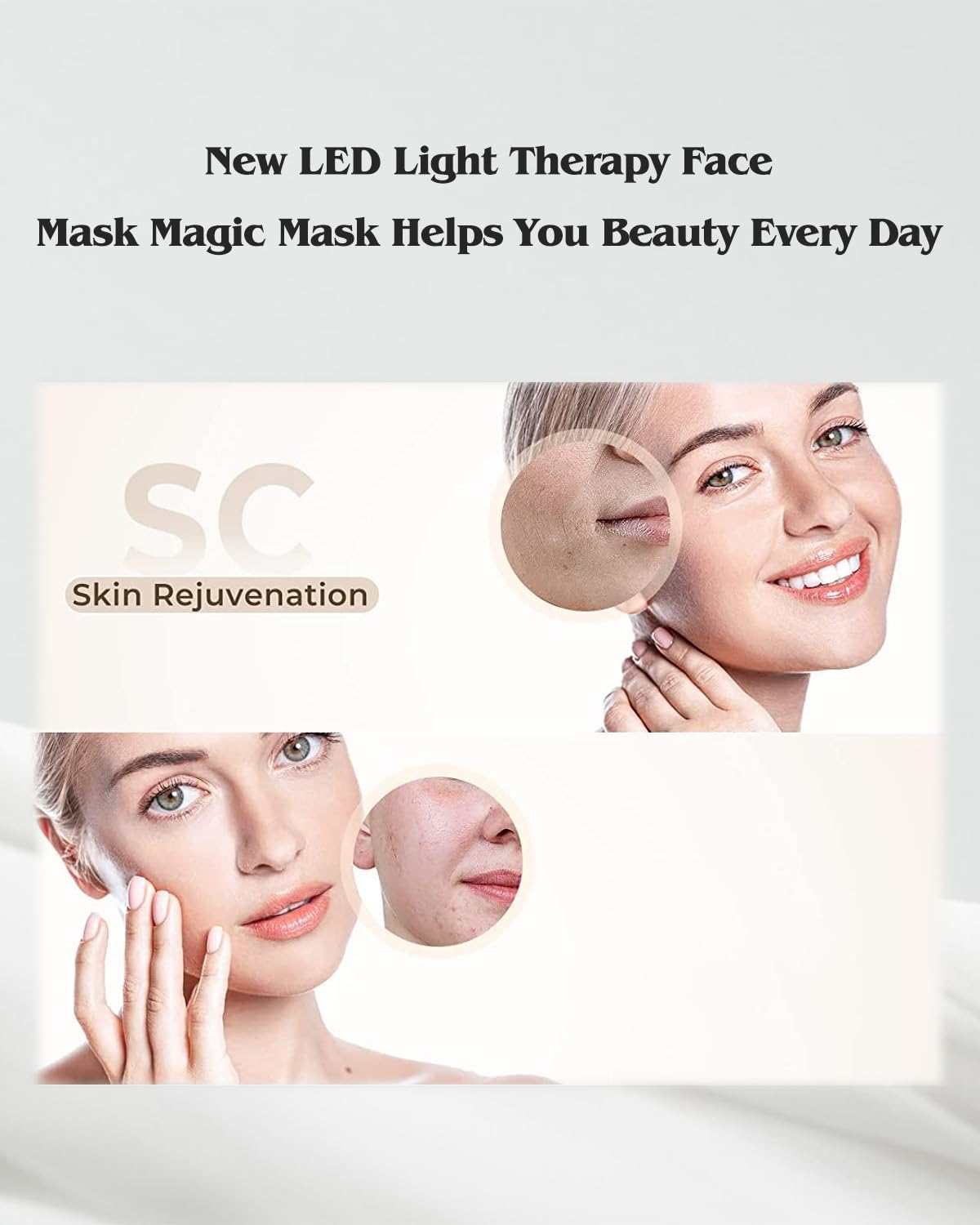 Beuwe Red-Light-Therapy-Mask, Led Light Therapy for Face, 7 Colors Led Face Mask Facial Led Light Therapy Tool Skin Care Equipment at Home, Facial Neck Body Hand Beauty Mask
