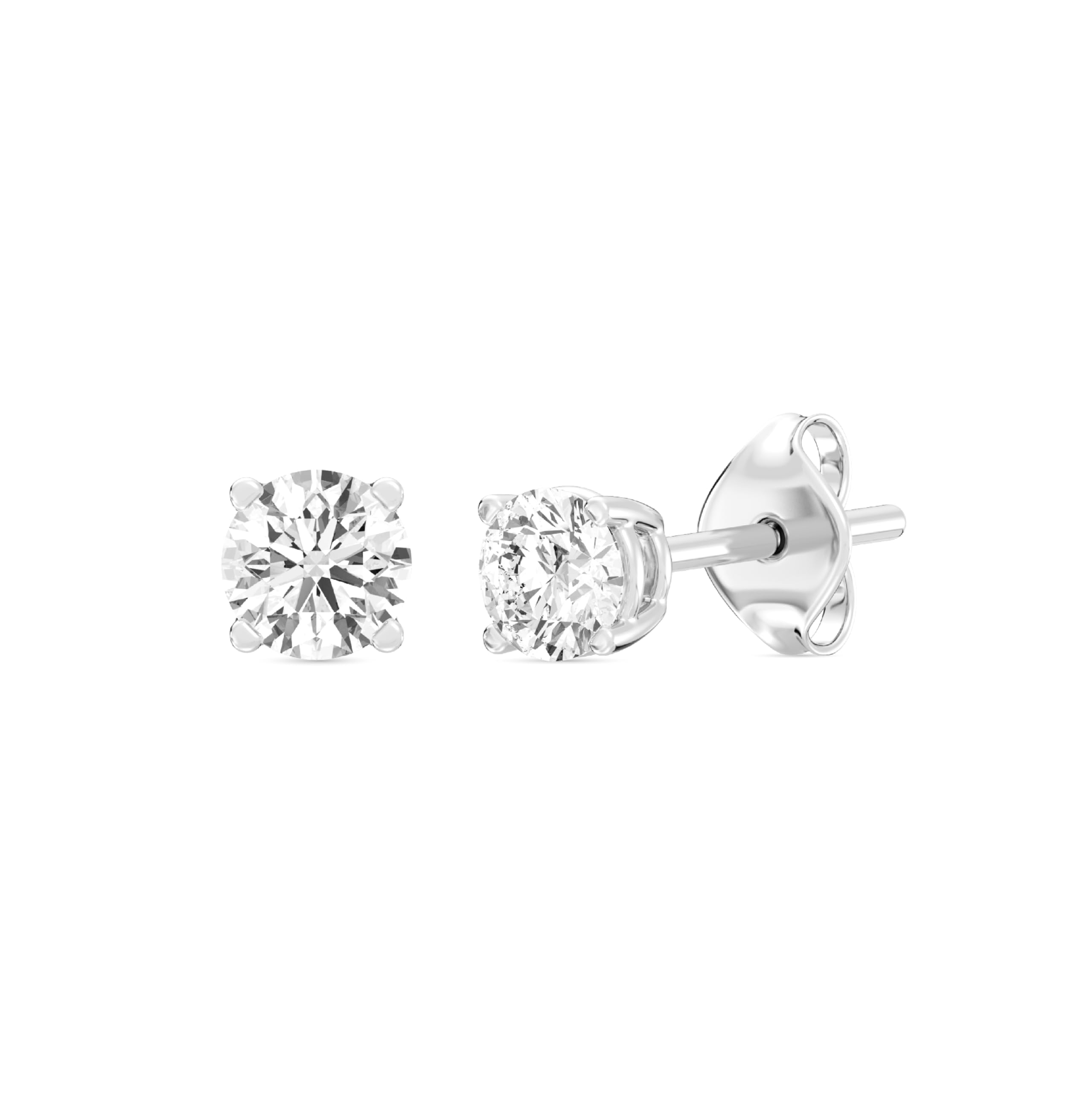 Gilded Lab-Grown Diamond 10KT White Gold and 10KT Yellow Gold Stud Earrings for Women| Hypoallergenic Fine Gold Jewelry | 4-Prong Basket, Push Back Nut | VS2 SI1 Clarity, F Color, Round Cut | 1/5,1/4,1/3,3/8,1/2,3/4,1,2 Carat Total Weight