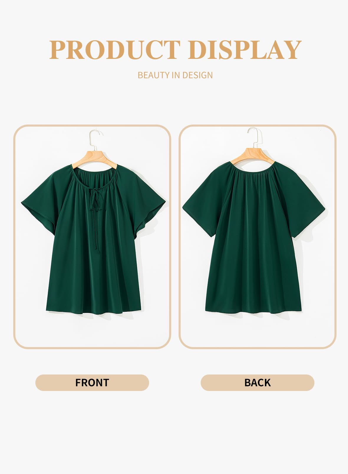 Eytino Women Plus Size Tops Boho Printed V Neck Short Sleeve Drawstring Casual Chiffon Shirts Blouse(1X-5X)