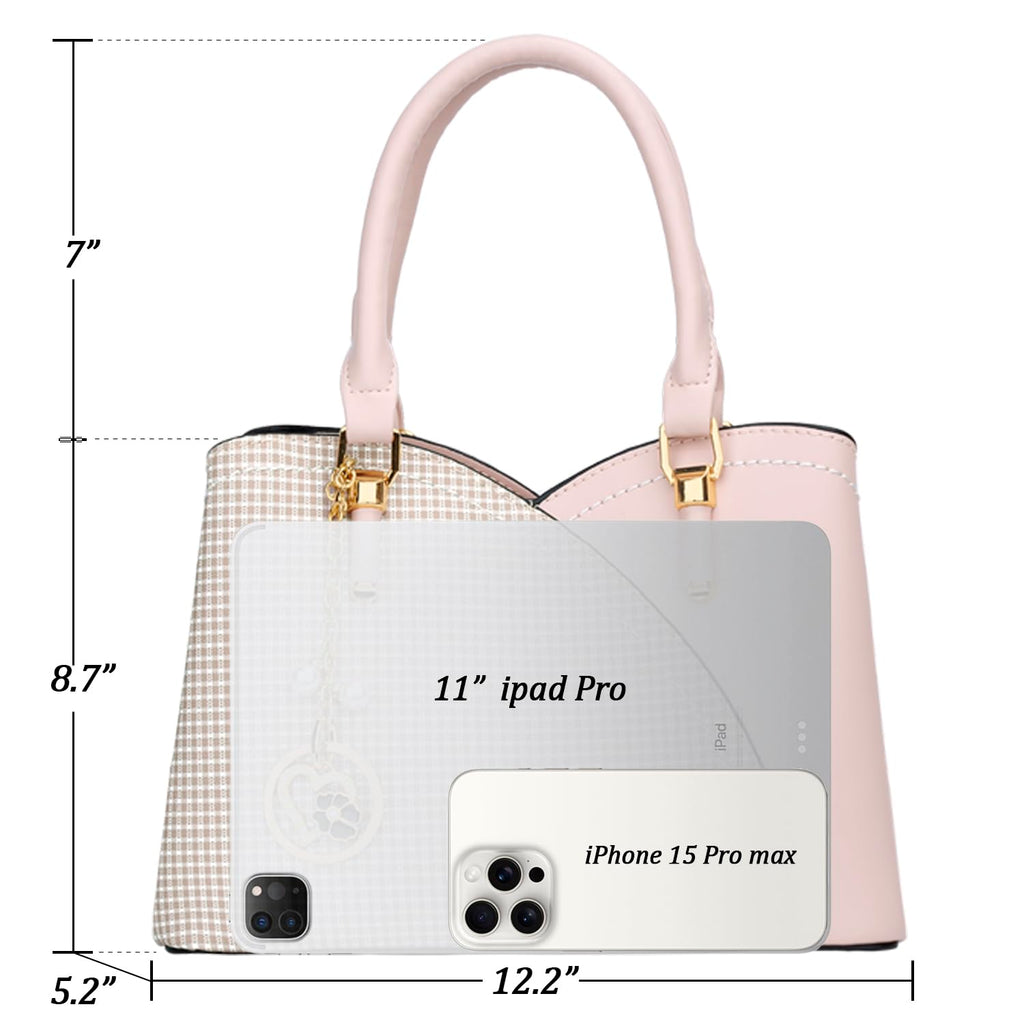 KKXIU Triple Compartments Purses and Handbags for Women Fashion Ladies Satchel Shoulder Top Handle Bag