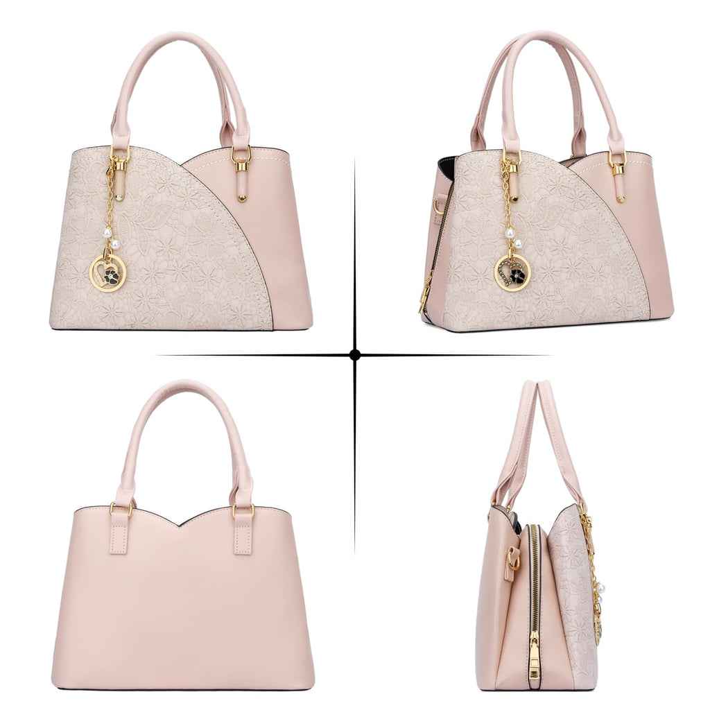 KKXIU Triple Compartments Purses and Handbags for Women Fashion Ladies Satchel Shoulder Top Handle Bag