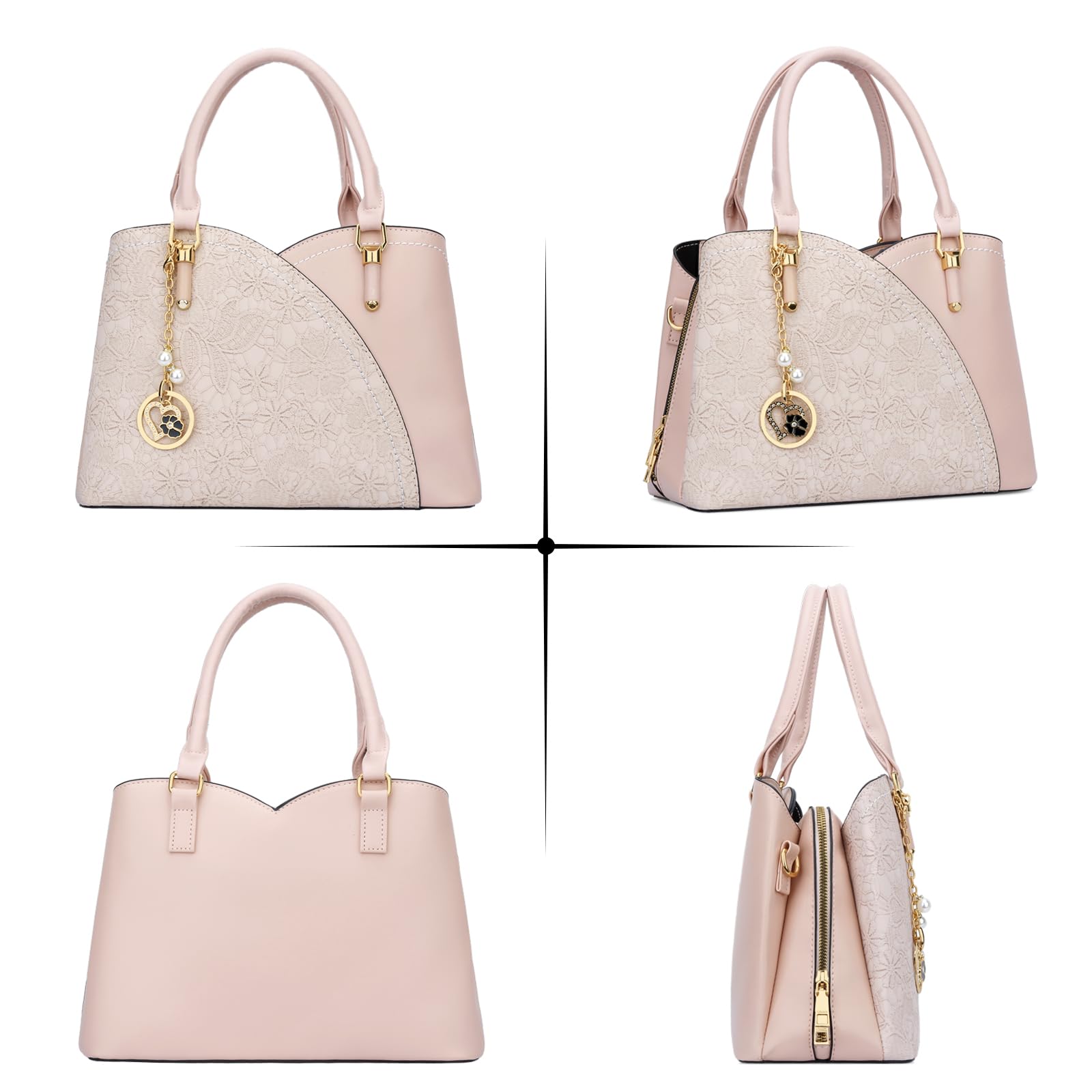 KKXIU Triple Compartments Purses and Handbags for Women Fashion Ladies Satchel Shoulder Top Handle Bag