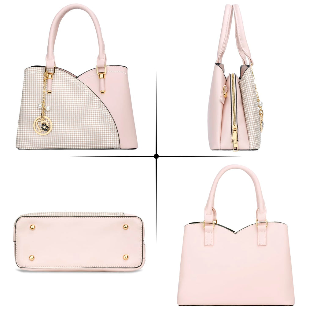 KKXIU Triple Compartments Purses and Handbags for Women Fashion Ladies Satchel Shoulder Top Handle Bag