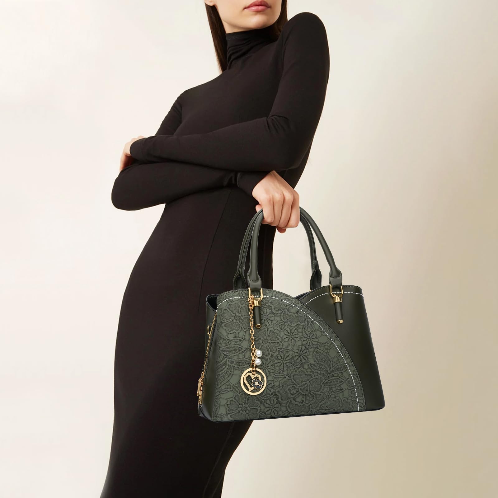 KKXIU Triple Compartments Purses and Handbags for Women Fashion Ladies Satchel Shoulder Top Handle Bag