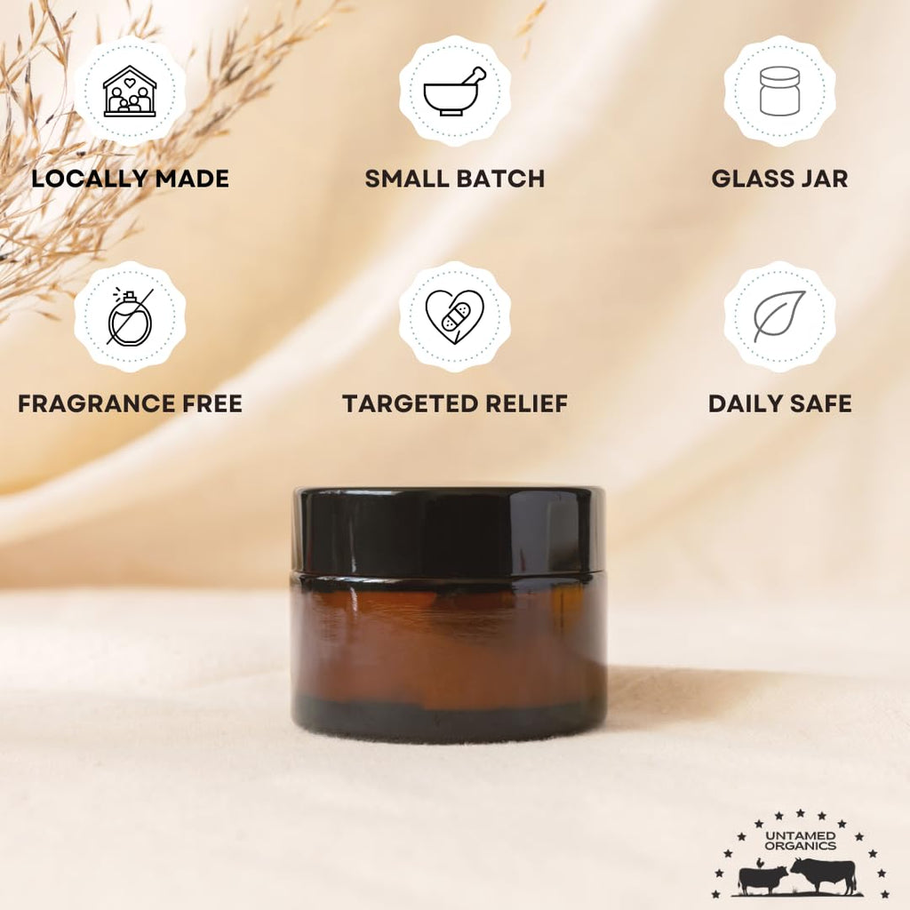 Untamed Organics Handmade Tallow, Castor Oil, and Frankincense Oil Skin Balm - 100% Grass-Fed Tallow for Skin Care - Face & Body Moisturizer for Sensitive Skin, Eczema All-Purpose Balm - 2 FL. oz.