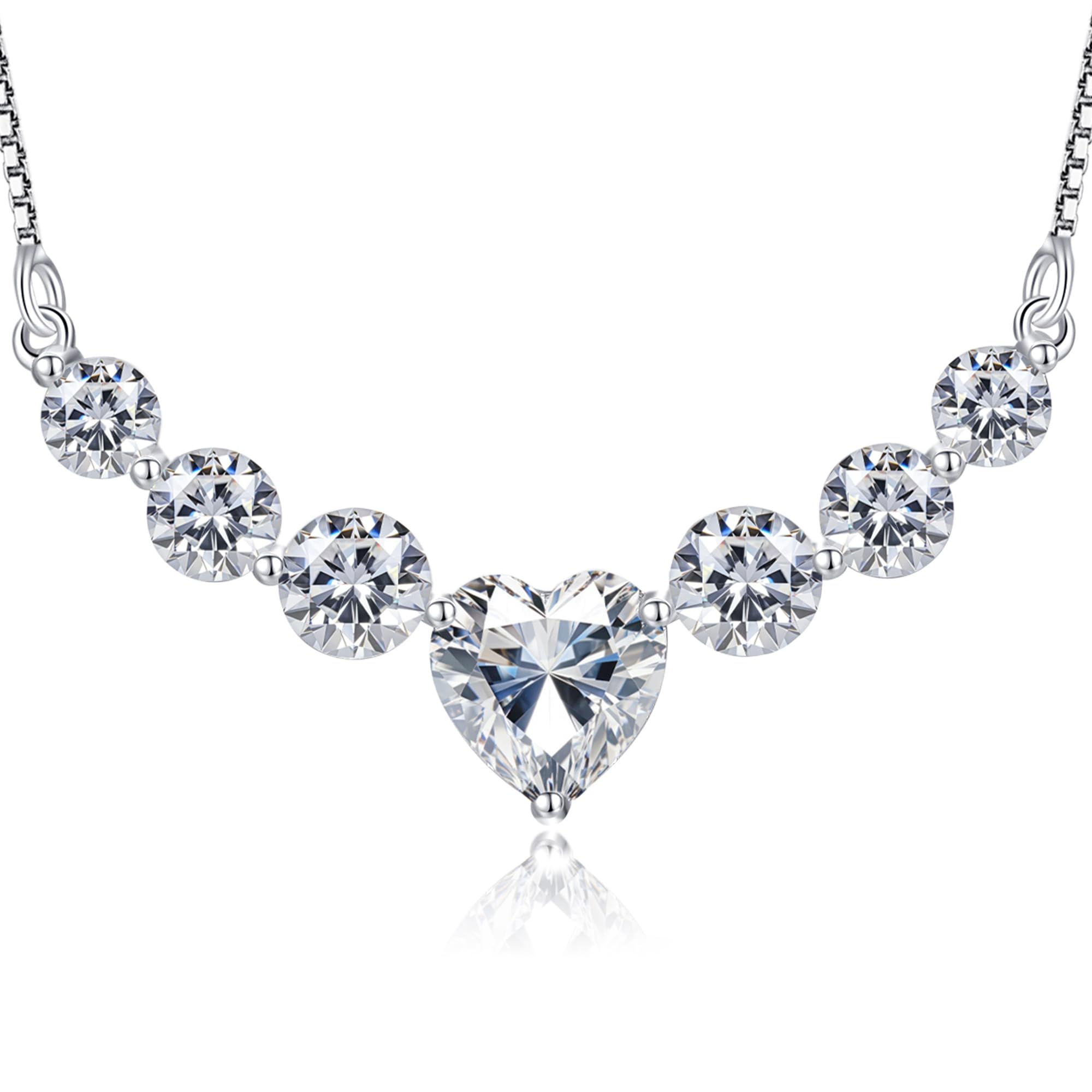 Moissanite Necklace for Women, 1.7-7.6 Carat Heart Necklace Engraved 'I LOVE YOU' Gift for Wife, Wedding Anniversary Birthday Gifts for Women, Jewelry Gifts for Her Wife Mom Girlfriend Lady