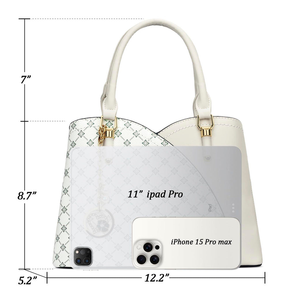 KKXIU Triple Compartments Purses and Handbags for Women Fashion Ladies Satchel Shoulder Top Handle Bag