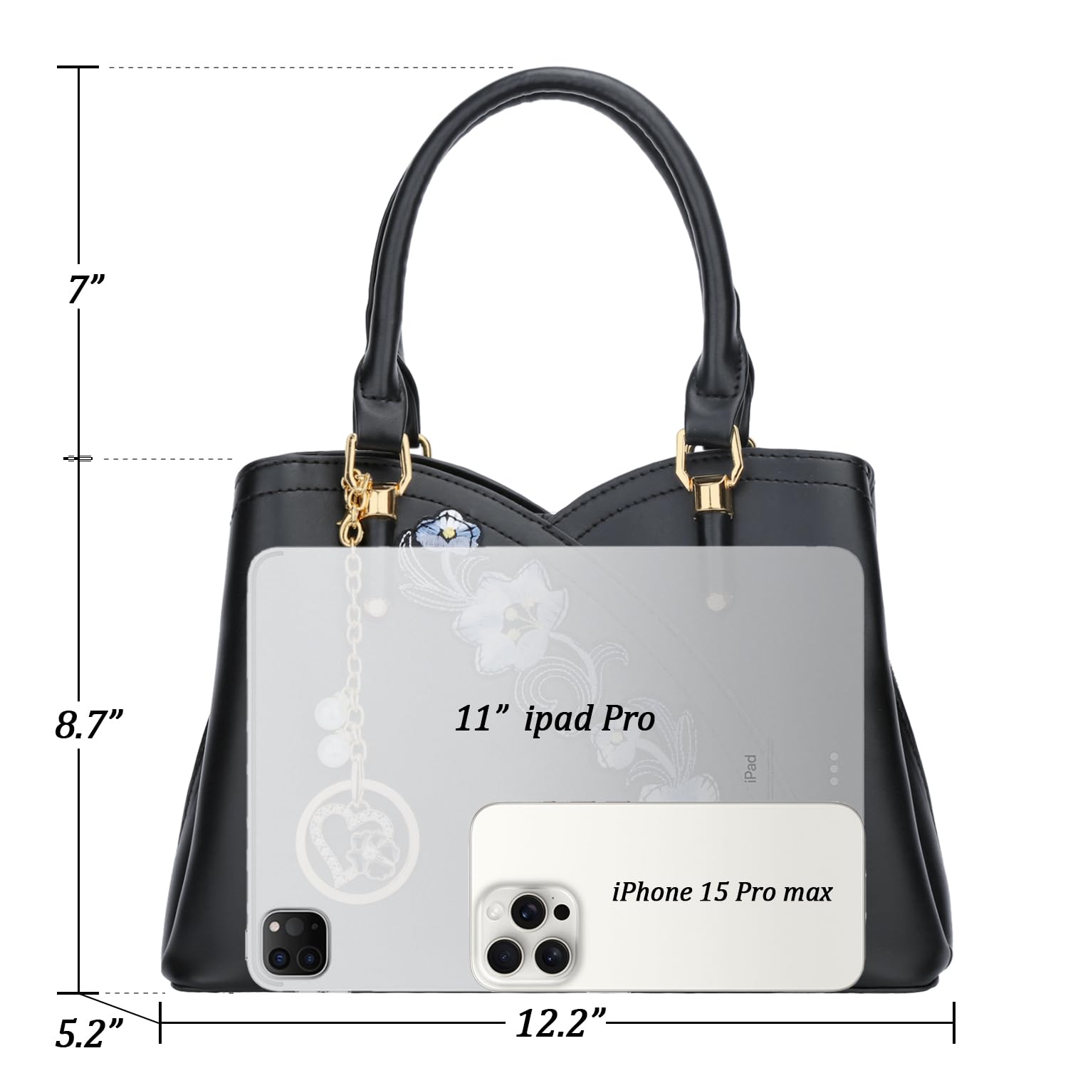 KKXIU Triple Compartments Purses and Handbags for Women Fashion Ladies Satchel Shoulder Top Handle Bag