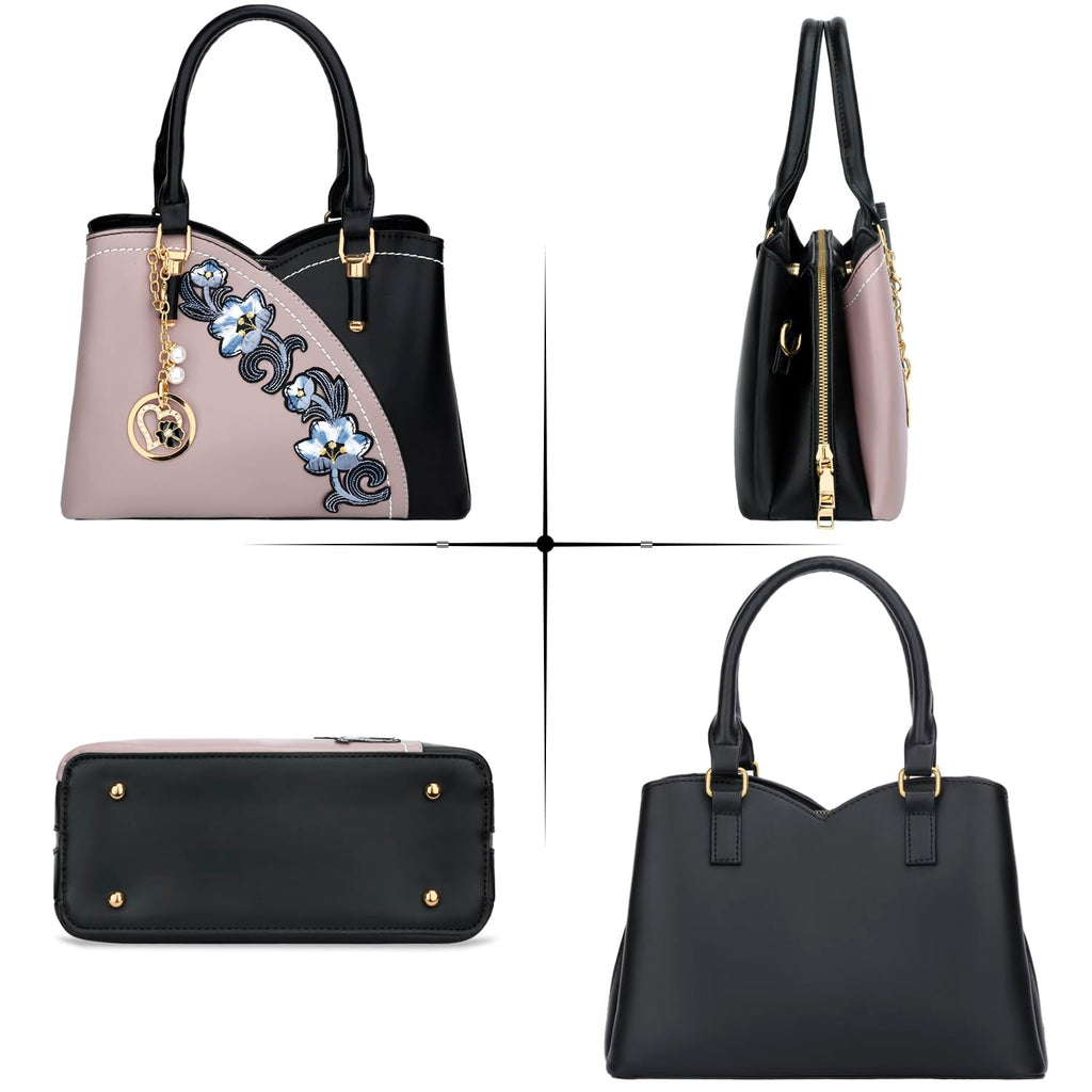 KKXIU Triple Compartments Purses and Handbags for Women Fashion Ladies Satchel Shoulder Top Handle Bag