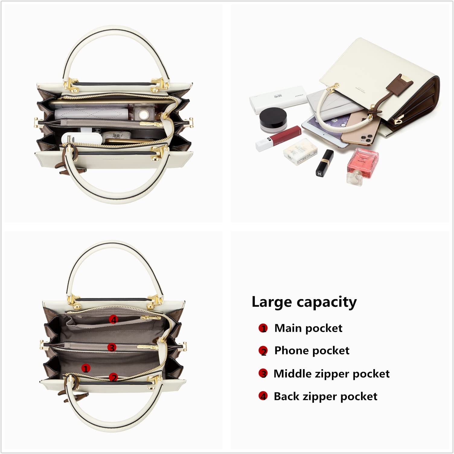 Cnoles Handbags for Women Large Capacity Tote Shoulder Bags Ladies Handle Satchel Purse