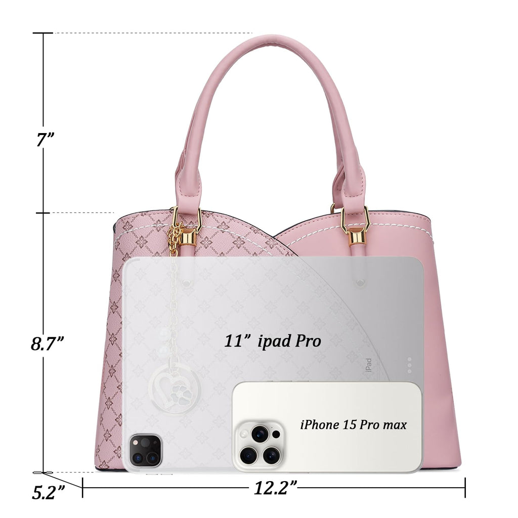 KKXIU Triple Compartments Purses and Handbags for Women Fashion Ladies Satchel Shoulder Top Handle Bag