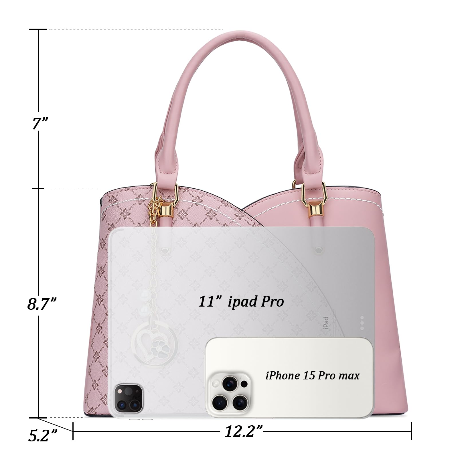 KKXIU Triple Compartments Purses and Handbags for Women Fashion Ladies Satchel Shoulder Top Handle Bag