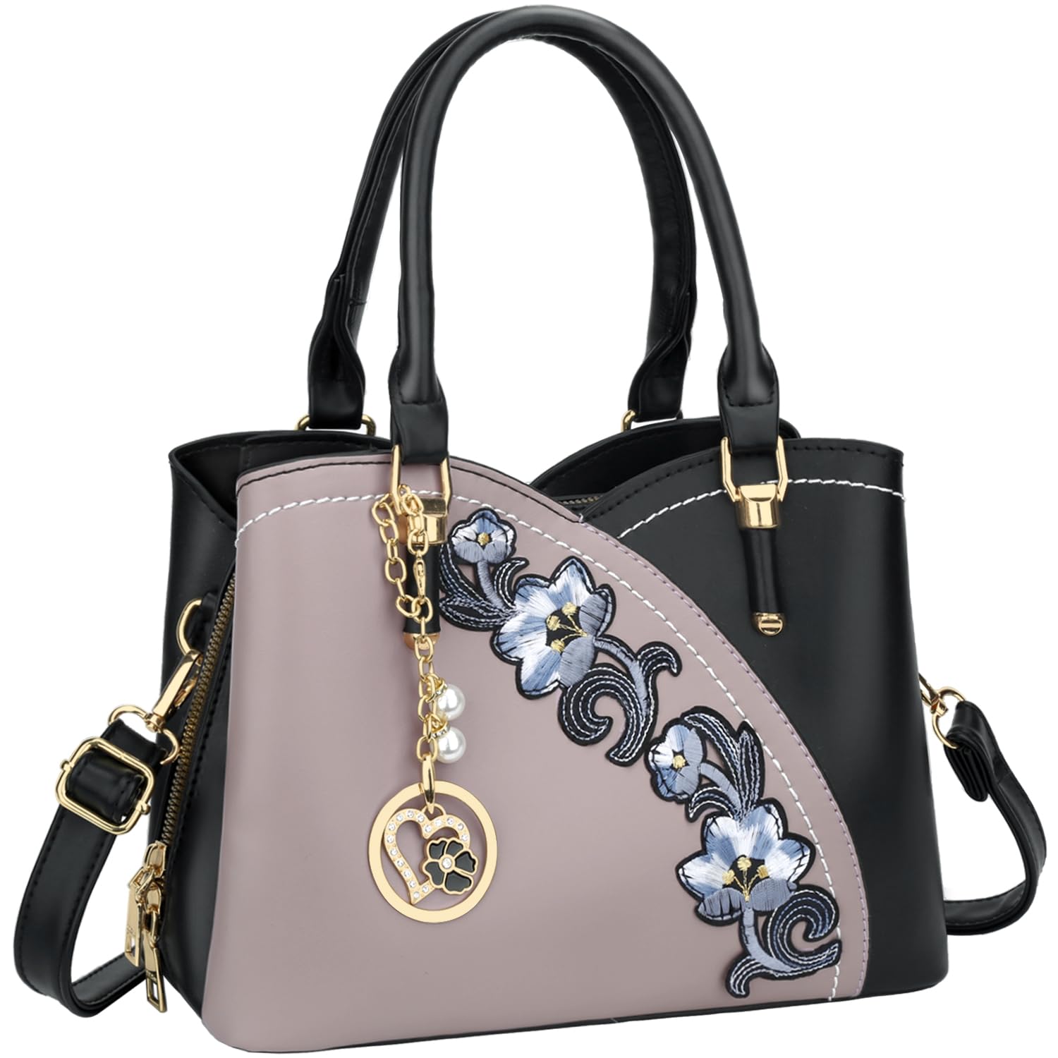 KKXIU Triple Compartments Purses and Handbags for Women Fashion Ladies Satchel Shoulder Top Handle Bag