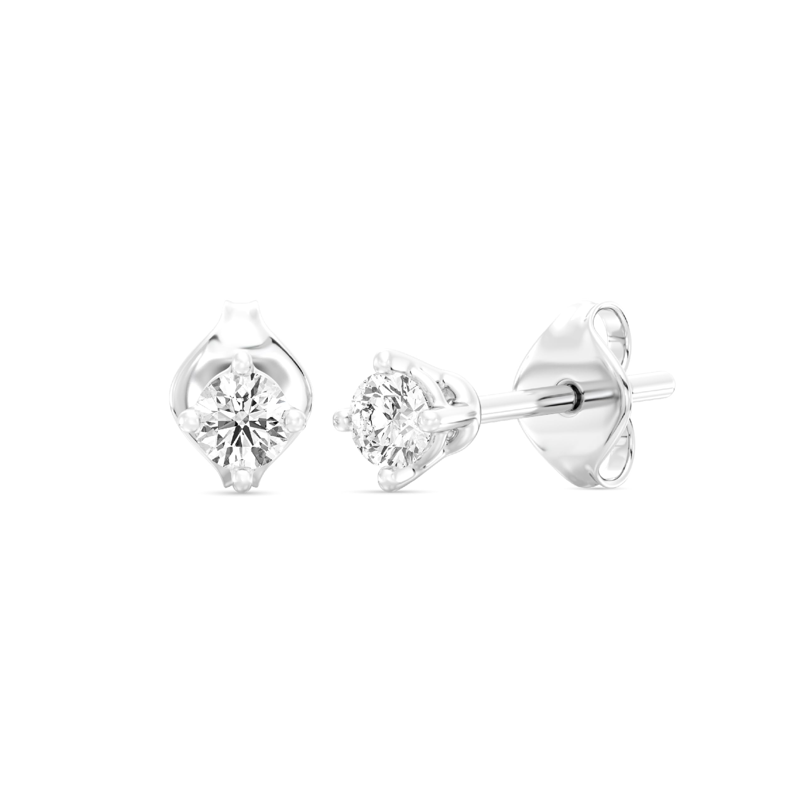 Gilded Lab-Grown Diamond 10KT White Gold and 10KT Yellow Gold Stud Earrings for Women| Hypoallergenic Fine Gold Jewelry | 4-Prong Basket, Push Back Nut | VS2 SI1 Clarity, F Color, Round Cut | 1/5,1/4,1/3,3/8,1/2,3/4,1,2 Carat Total Weight