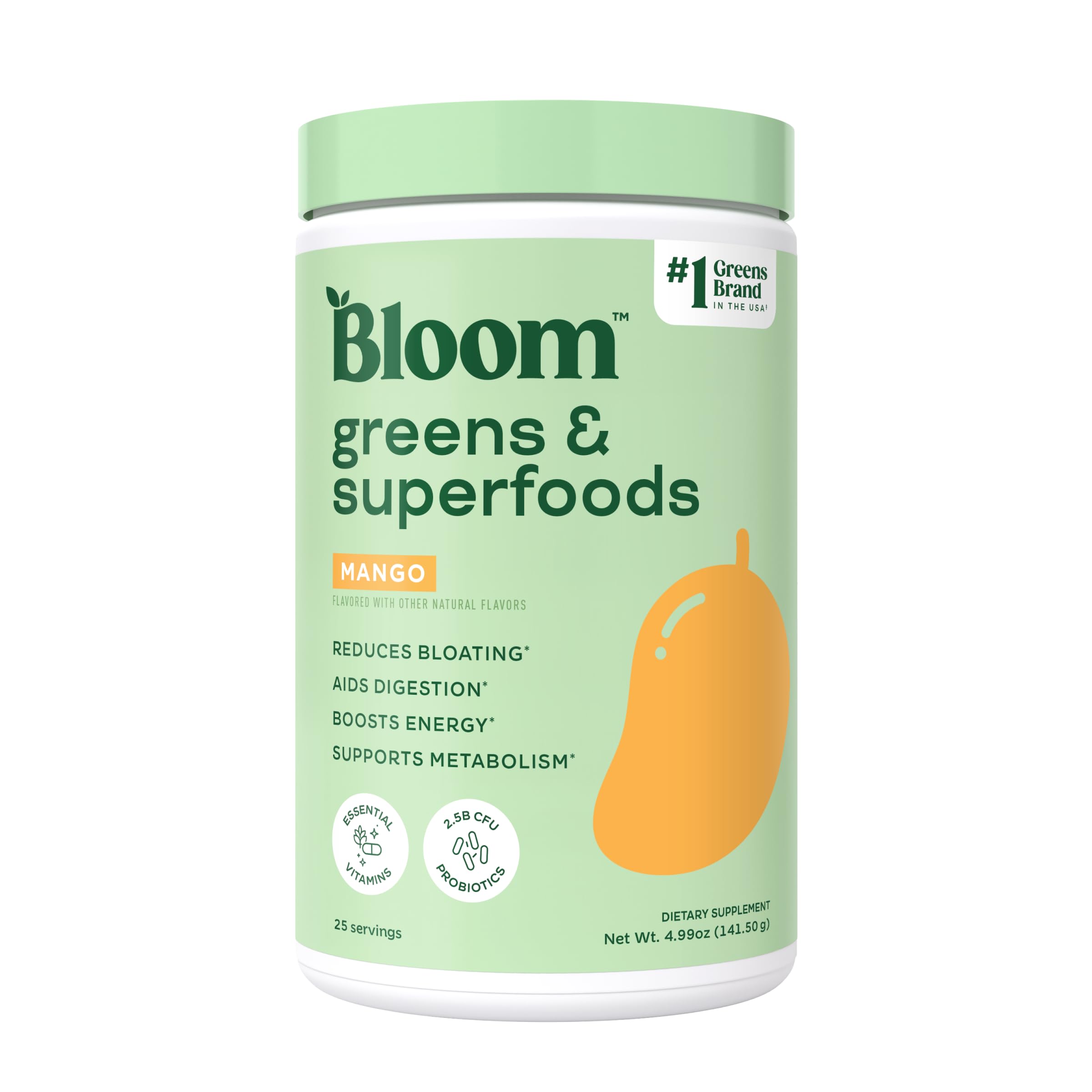 Bloom Nutrition Greens and Superfoods Powder for Digestive Health, Greens Powder, Digestive Enzymes, Probiotics, Spirulina, Chlorella for Bloating & Gut Support, Green Juice, 30 SVG, Strawberry Kiwi