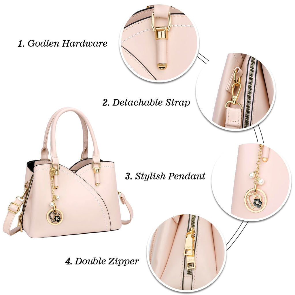 KKXIU Triple Compartments Purses and Handbags for Women Fashion Ladies Satchel Shoulder Top Handle Bag