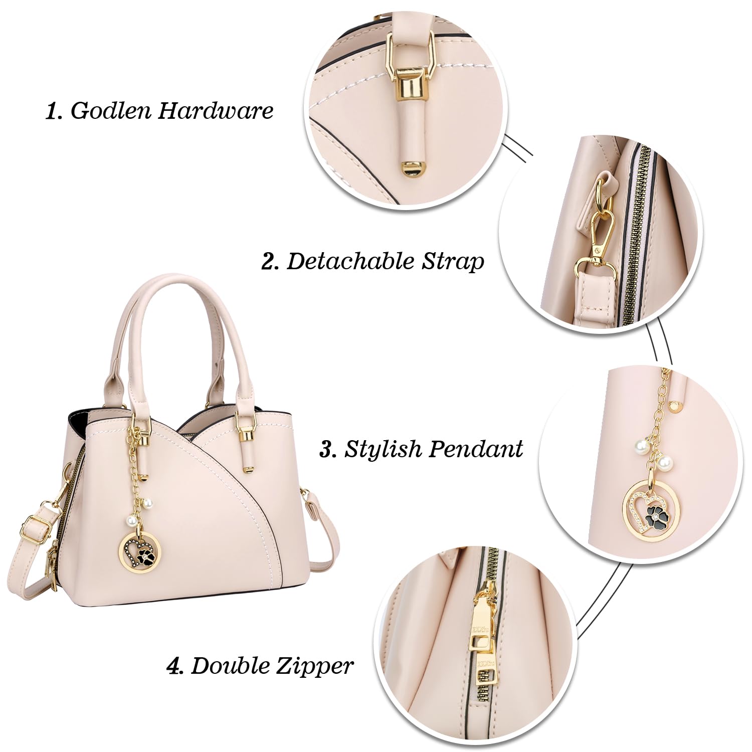 KKXIU Triple Compartments Purses and Handbags for Women Fashion Ladies Satchel Shoulder Top Handle Bag