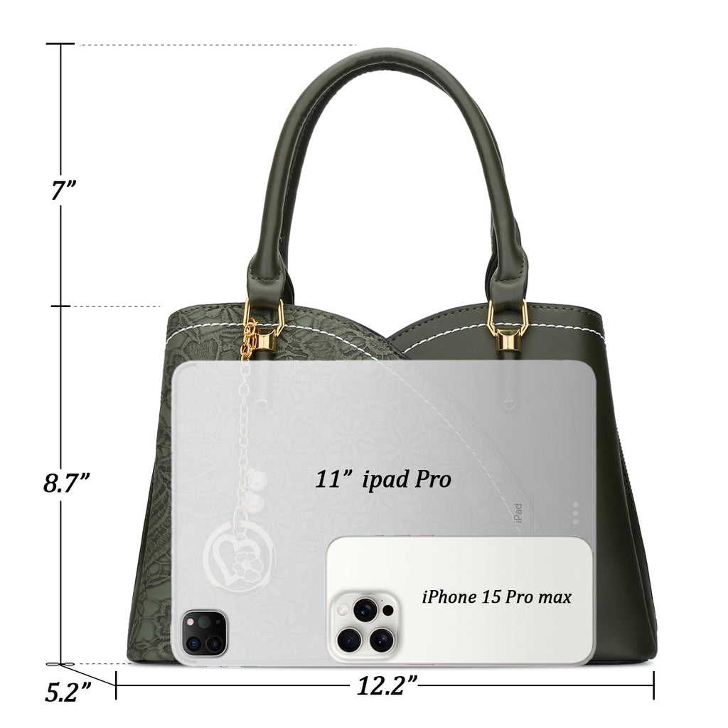 KKXIU Triple Compartments Purses and Handbags for Women Fashion Ladies Satchel Shoulder Top Handle Bag