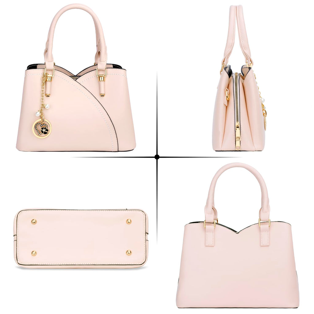 KKXIU Triple Compartments Purses and Handbags for Women Fashion Ladies Satchel Shoulder Top Handle Bag