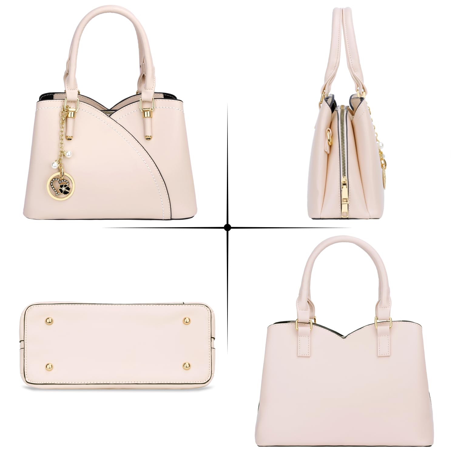 KKXIU Triple Compartments Purses and Handbags for Women Fashion Ladies Satchel Shoulder Top Handle Bag