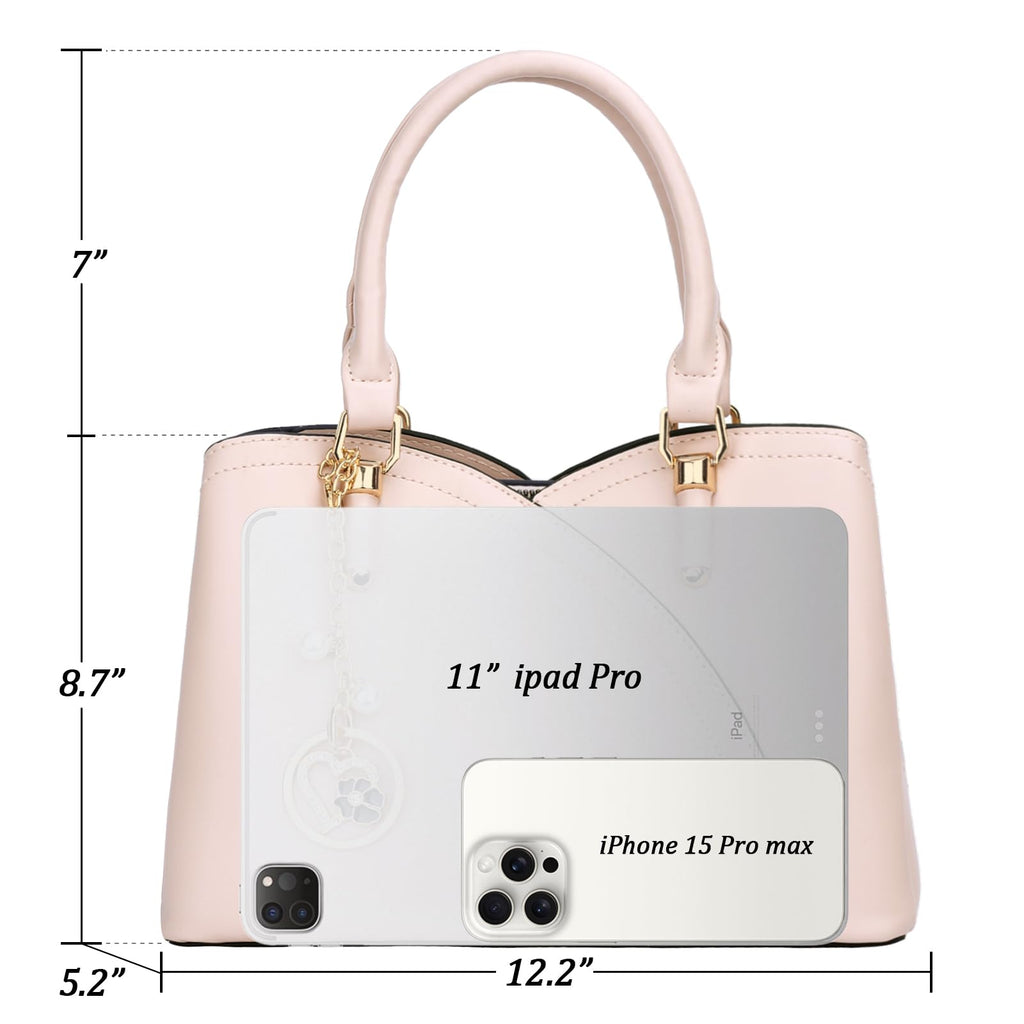 KKXIU Triple Compartments Purses and Handbags for Women Fashion Ladies Satchel Shoulder Top Handle Bag
