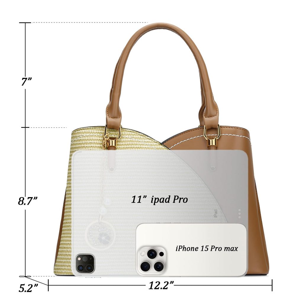KKXIU Triple Compartments Purses and Handbags for Women Fashion Ladies Satchel Shoulder Top Handle Bag