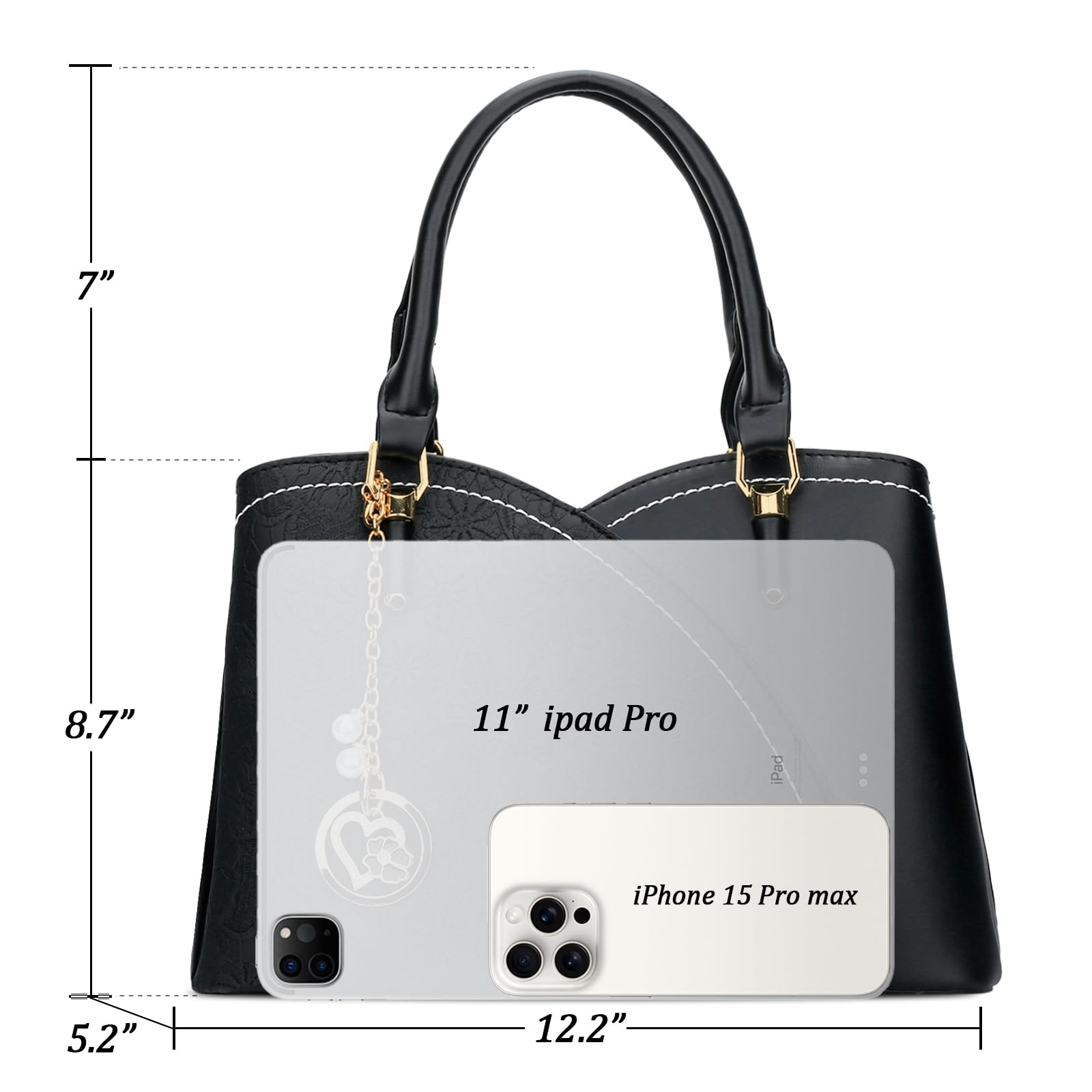 KKXIU Triple Compartments Purses and Handbags for Women Fashion Ladies Satchel Shoulder Top Handle Bag