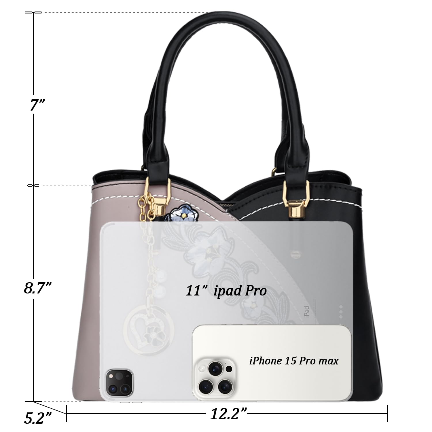 KKXIU Triple Compartments Purses and Handbags for Women Fashion Ladies Satchel Shoulder Top Handle Bag