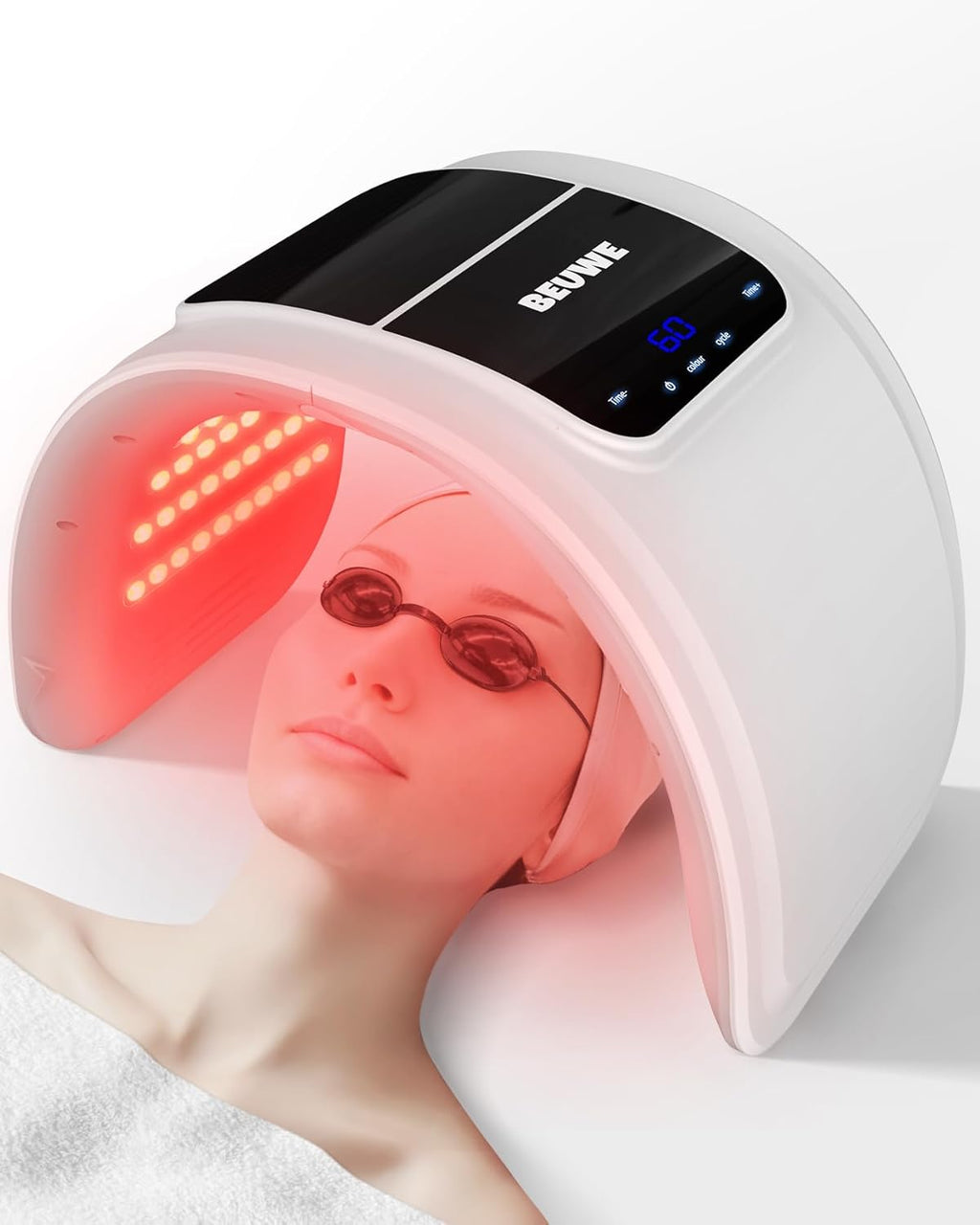 Beuwe Red-Light-Therapy-Mask, Led Light Therapy for Face, 7 Colors Led Face Mask Facial Led Light Therapy Tool Skin Care Equipment at Home, Facial Neck Body Hand Beauty Mask