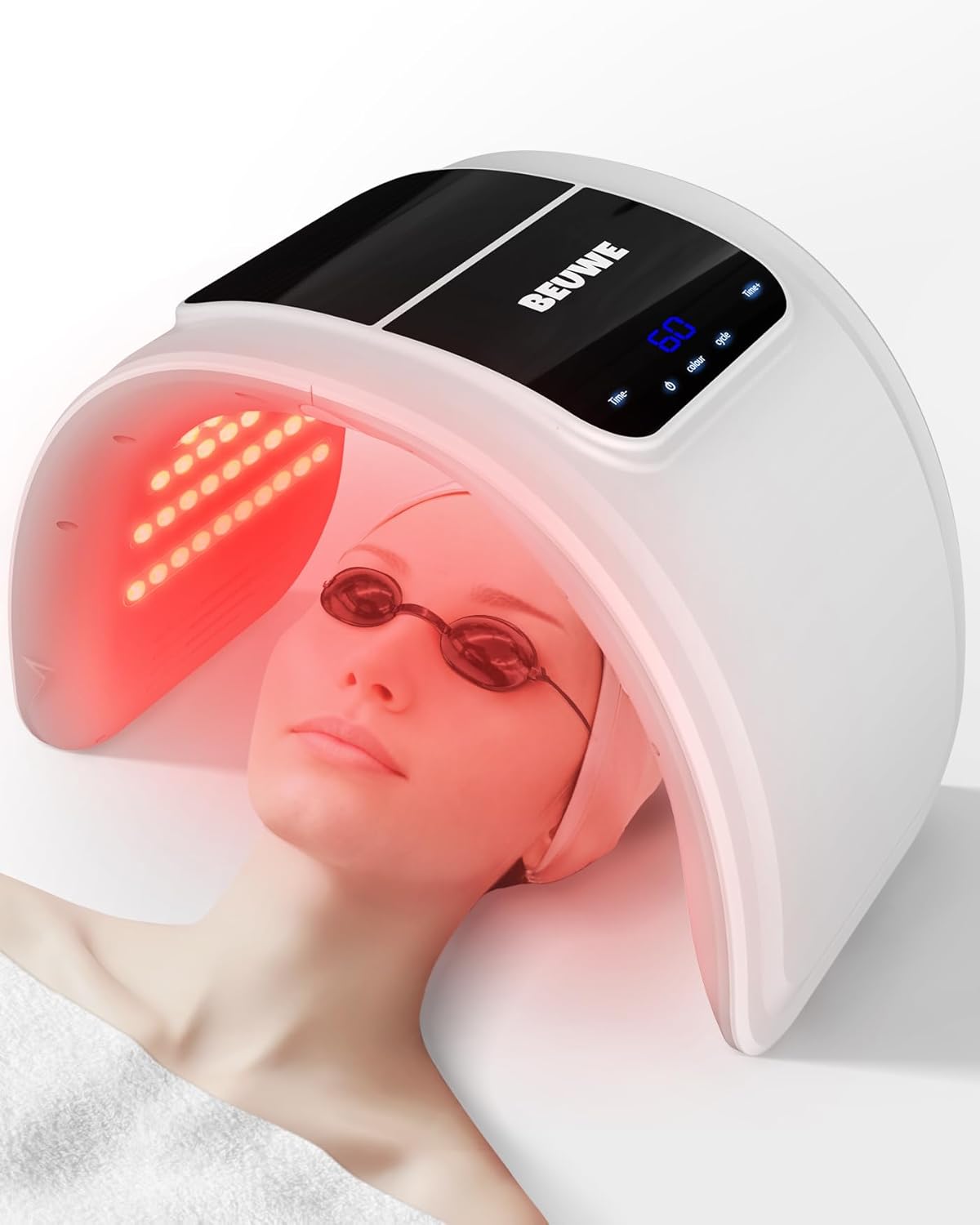 Beuwe Red-Light-Therapy-Mask, Led Light Therapy for Face, 7 Colors Led Face Mask Facial Led Light Therapy Tool Skin Care Equipment at Home, Facial Neck Body Hand Beauty Mask