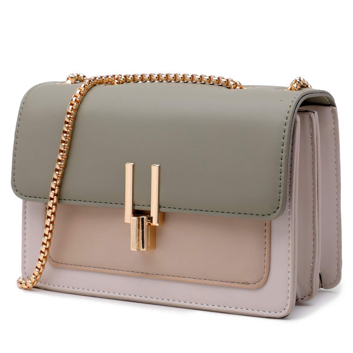 Color-Block Crossbody Bags for Women Leather Cross Body Purses Cute Designer Handbags Shoulder Bag Medium Size