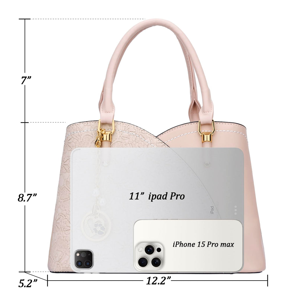 KKXIU Triple Compartments Purses and Handbags for Women Fashion Ladies Satchel Shoulder Top Handle Bag