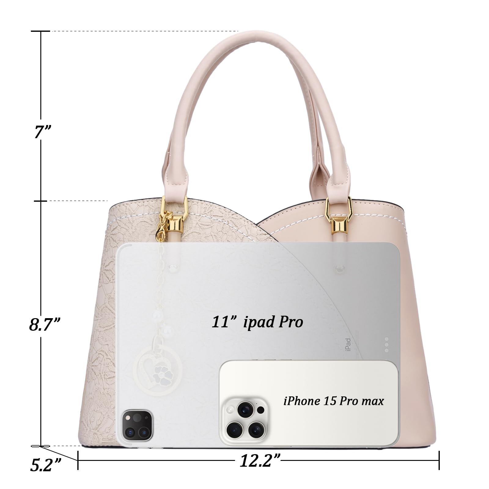 KKXIU Triple Compartments Purses and Handbags for Women Fashion Ladies Satchel Shoulder Top Handle Bag