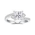 Moissanite Engagement Rings for Women,D Color VVS1 Princess Cut Moissanite Ring 925 Sterling Silver Plated 18K White Gold Wedding Ring