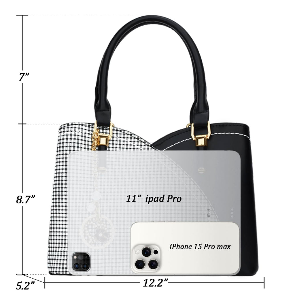 KKXIU Triple Compartments Purses and Handbags for Women Fashion Ladies Satchel Shoulder Top Handle Bag