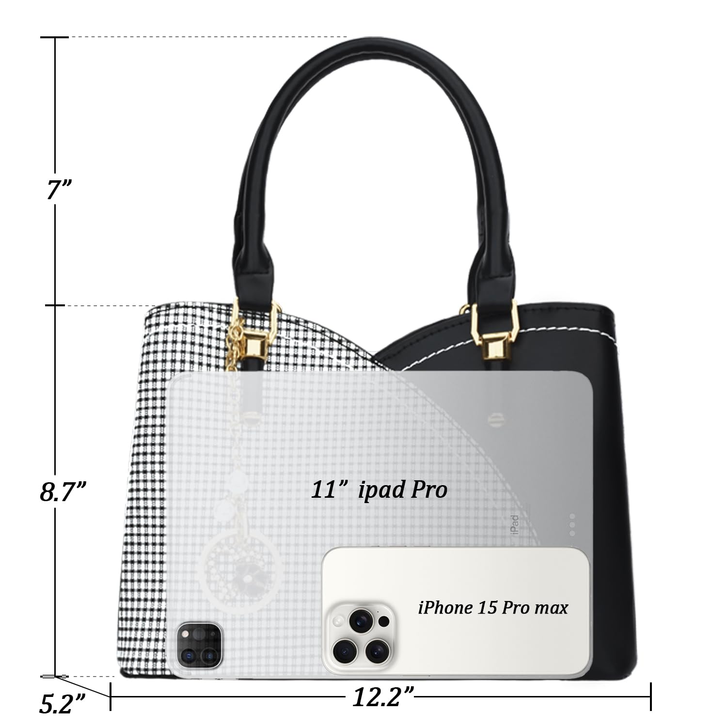 KKXIU Triple Compartments Purses and Handbags for Women Fashion Ladies Satchel Shoulder Top Handle Bag