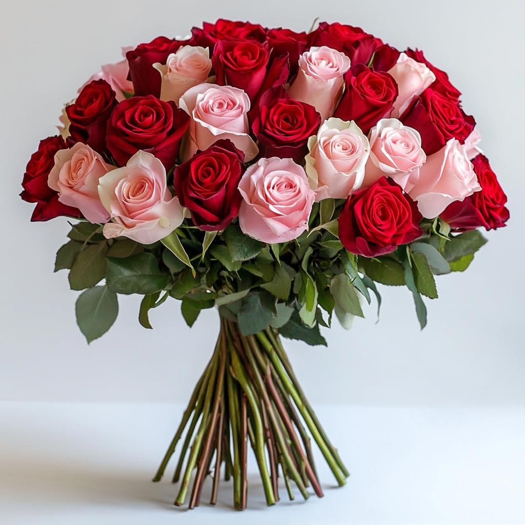 GlobalRose 100 Assorted Roses Bouquet - Responsibly Sourced Roses Fresh Flowers - Hand-Picked Flowers Fresh Bouquet for Mother's Day, Birthday & Special Occasions (4 Bunches of 25 Stems)
